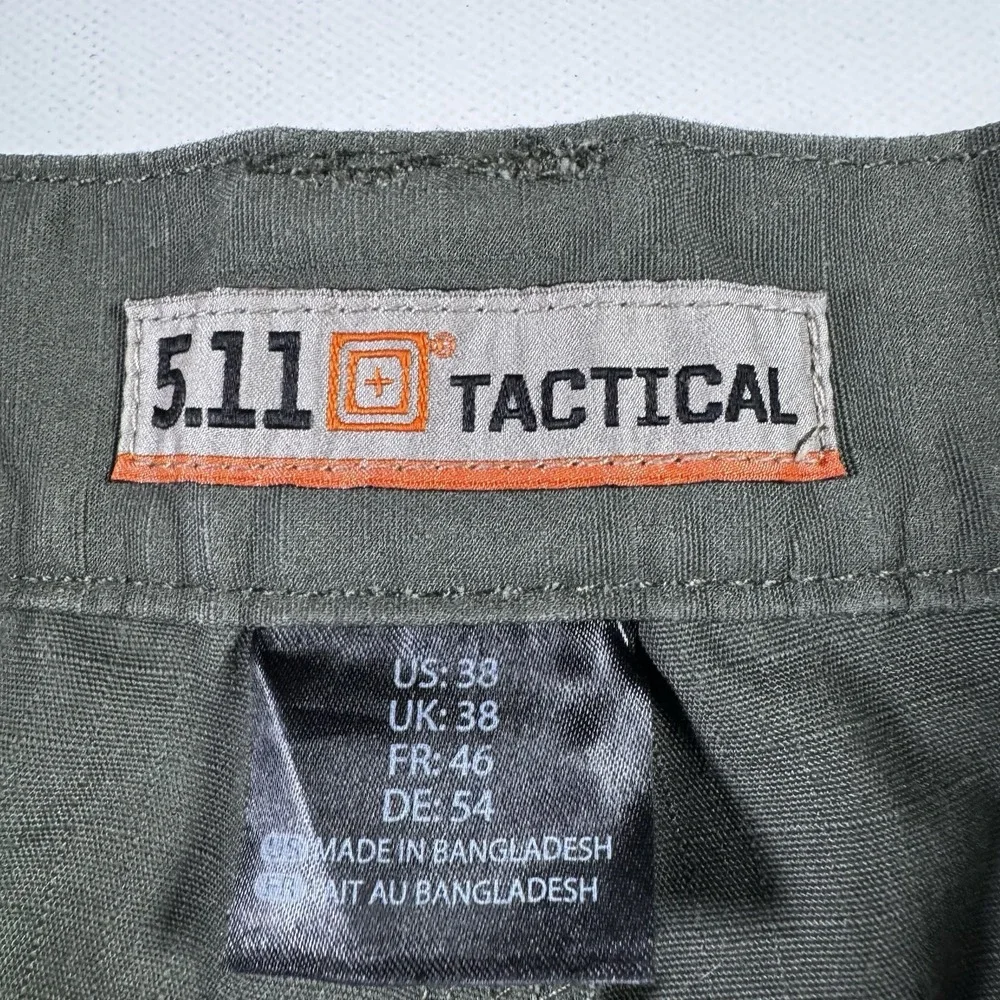 5.11 Tactical Cargo Shorts Mens 38 Green Ripstop Elastic Waist Utility Hiking